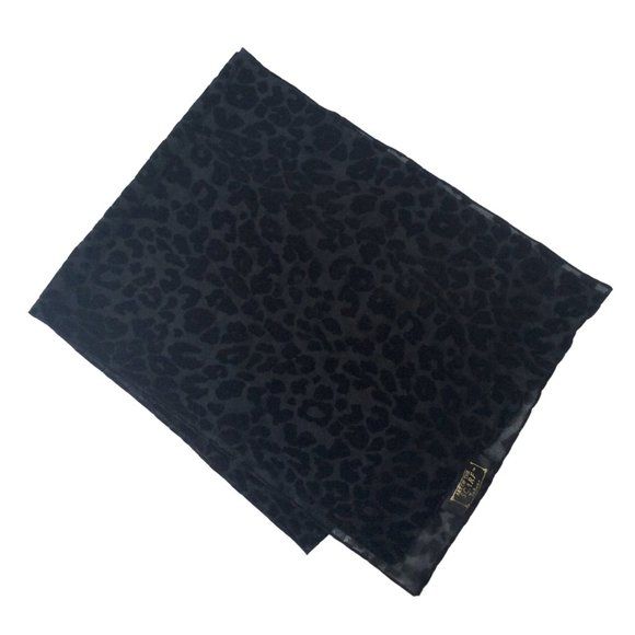 Vintage Tie Rack 'Art of the Scarf' Sheer Black Leopard Pattern Scarf - Picture 5 of 5